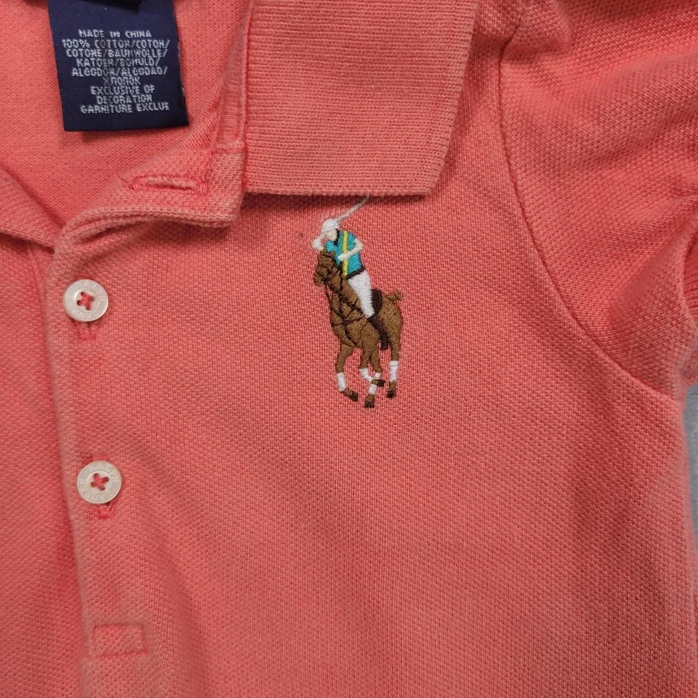 Ralph Lauren Girls 18M Pink Polo‎ Ruffle Hem Dress Big Pony Logo